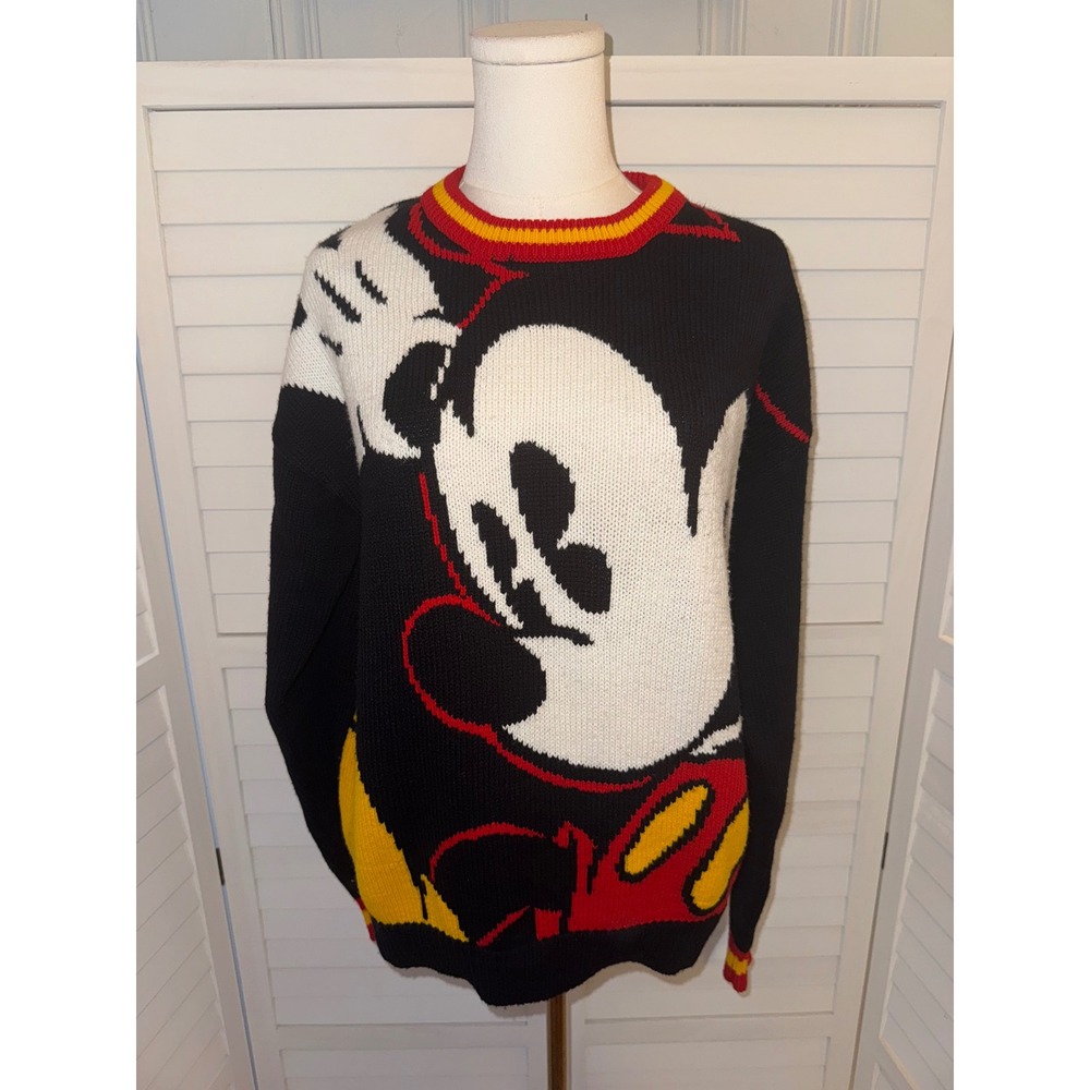 Mickey and Co Womens Black Knit Sweater Graphic Print Disney Character Size L - Picture 2 of 7